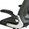 Chaise de bureau pivotante moderne en tissu noir avec accoudoirs