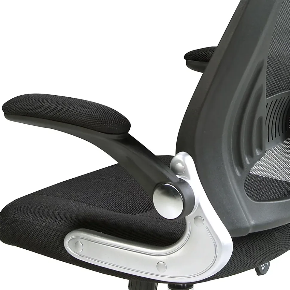 Chaise de bureau pivotante moderne en tissu noir avec accoudoirs