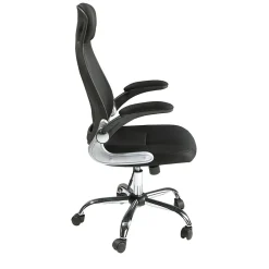 Chaise de bureau pivotante moderne en tissu noir avec accoudoirs