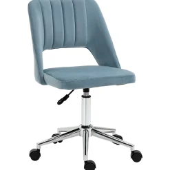 Chaise de Bureau Pivotante - Velours Bleu, Confort Ergonomique et Stabilité, Dimensions 49x60x91 cm