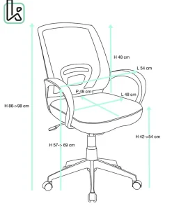 Chaise de bureau, pivotante, hauteur réglable, accoudoir, flag-e (rose blanc)