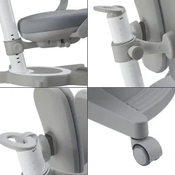 Chaise de bureau pour enfants Partille hauteur profondeur dossier réglable gris en.casa