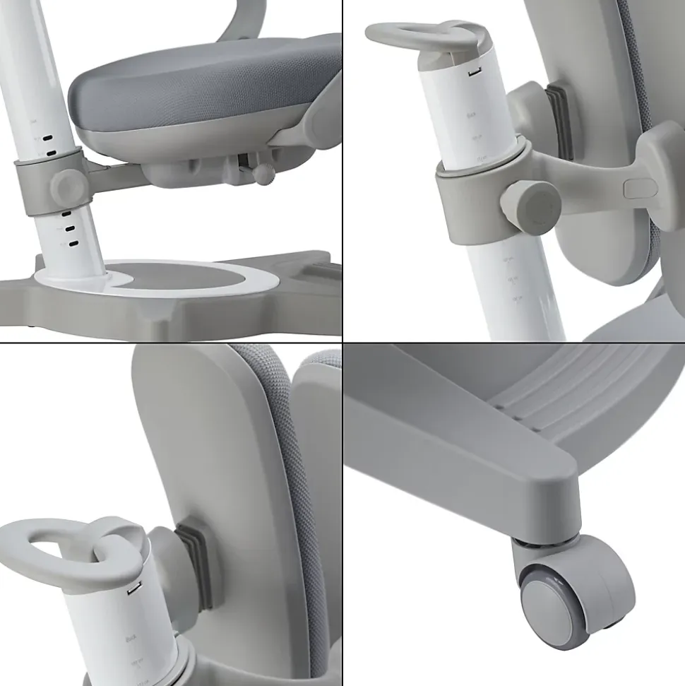 Chaise de bureau pour enfants Partille hauteur profondeur dossier réglable gris en.casa