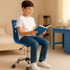 Chaise de bureau pour enfant chaise de bureau pivotante avec réglage en hauteur, bleu