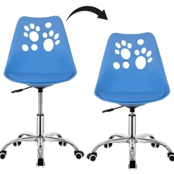 Chaise de bureau pour enfant chaise de bureau pivotante avec réglage en hauteur, bleu