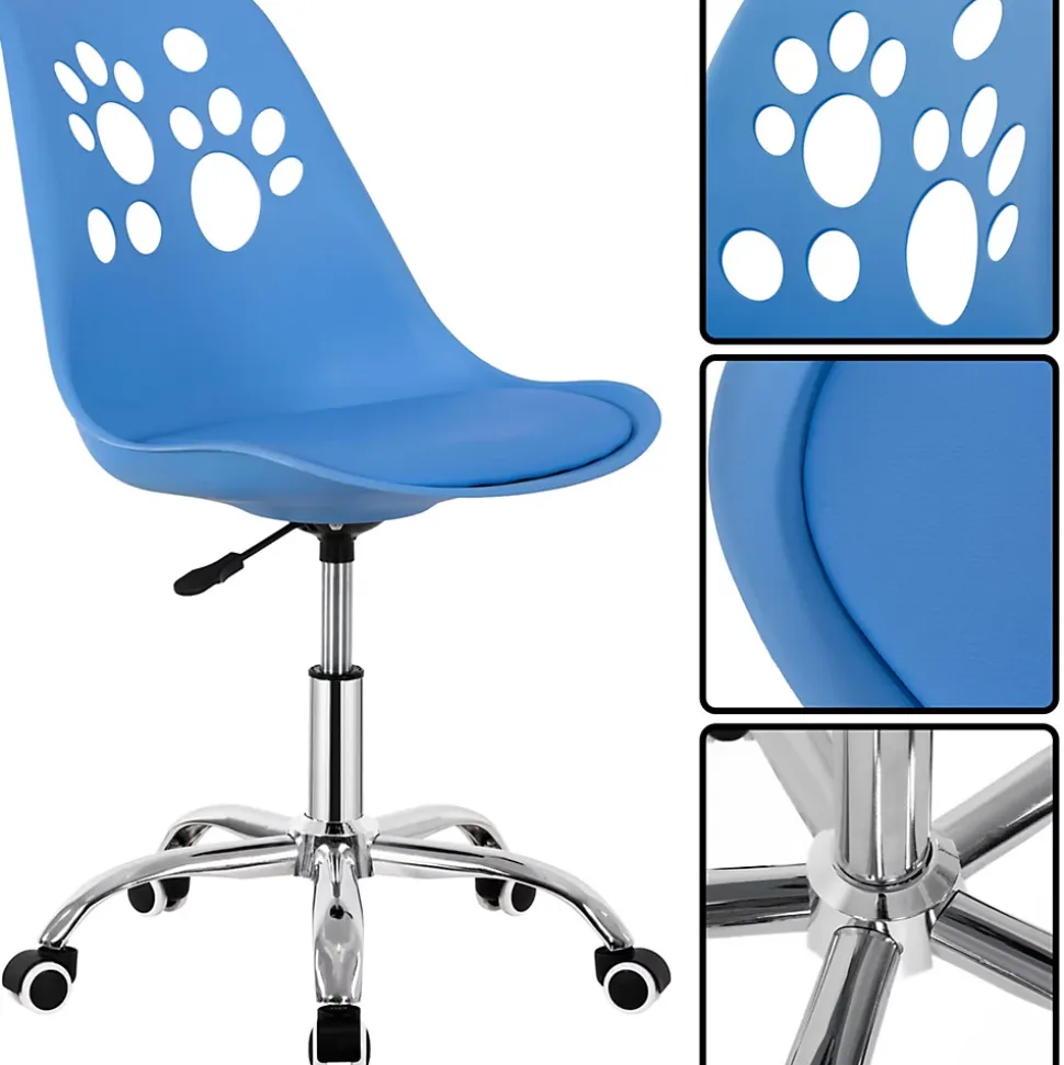 Chaise de bureau pour enfant chaise de bureau pivotante avec réglage en hauteur, bleu
