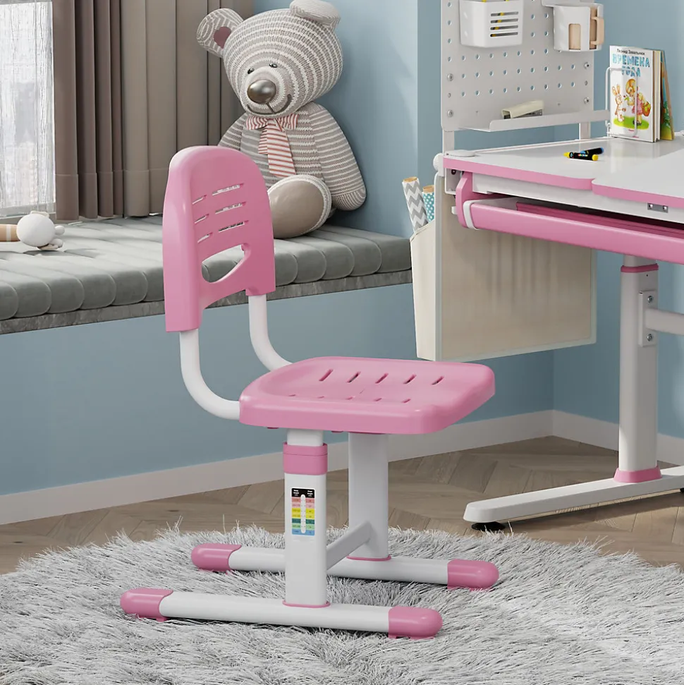 Chaise de bureau pour enfants Sauda réglable en hauteur rose / blanc en.casa