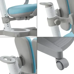 Chaise de bureau pour enfants Partille hauteur profondeur dossier réglable bleu clair en.casa