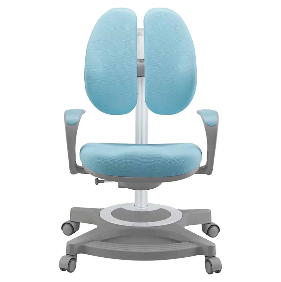 Chaise de bureau pour enfants Partille hauteur profondeur dossier réglable bleu clair en.casa