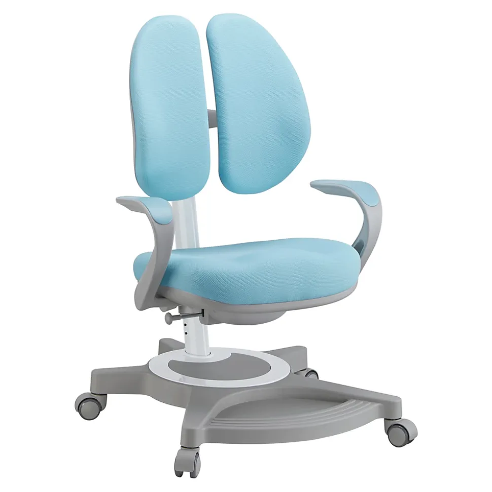 Chaise de bureau pour enfants Partille hauteur profondeur dossier réglable bleu clair en.casa