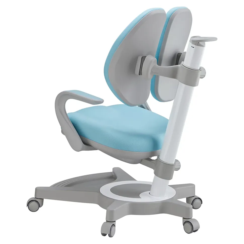 Chaise de bureau pour enfants Partille hauteur profondeur dossier réglable bleu clair en.casa