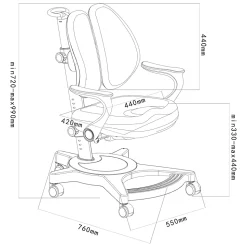 Chaise de bureau pour enfants Partille hauteur profondeur dossier réglable bleu clair en.casa