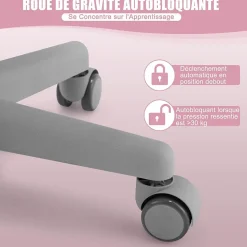 Chaise de Bureau pour Enfant Chaise Etude avec Dossier Ergonomique et Siege Hauteur Reglable Capacite de Charge Max 150 Kg Rose