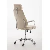 Chaise de bureau Rako CLP Similicuir crème métal chromé ajustable