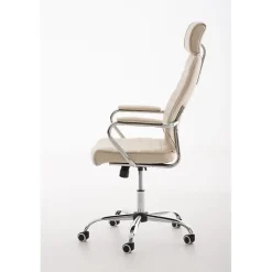 Chaise de bureau Rako CLP Similicuir crème métal chromé ajustable