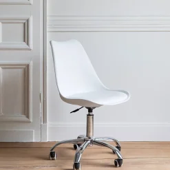 Chaise de bureau réglable en hauteur blanche ANNE - HAPPY GARDEN