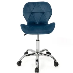 Chaise de bureau ROBINE velours bleu à roulettes