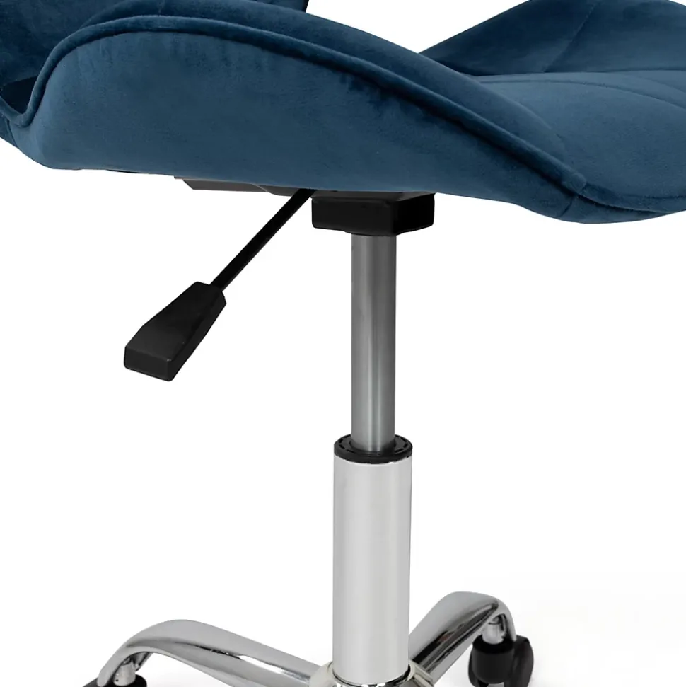 Chaise de bureau ROBINE velours bleu à roulettes