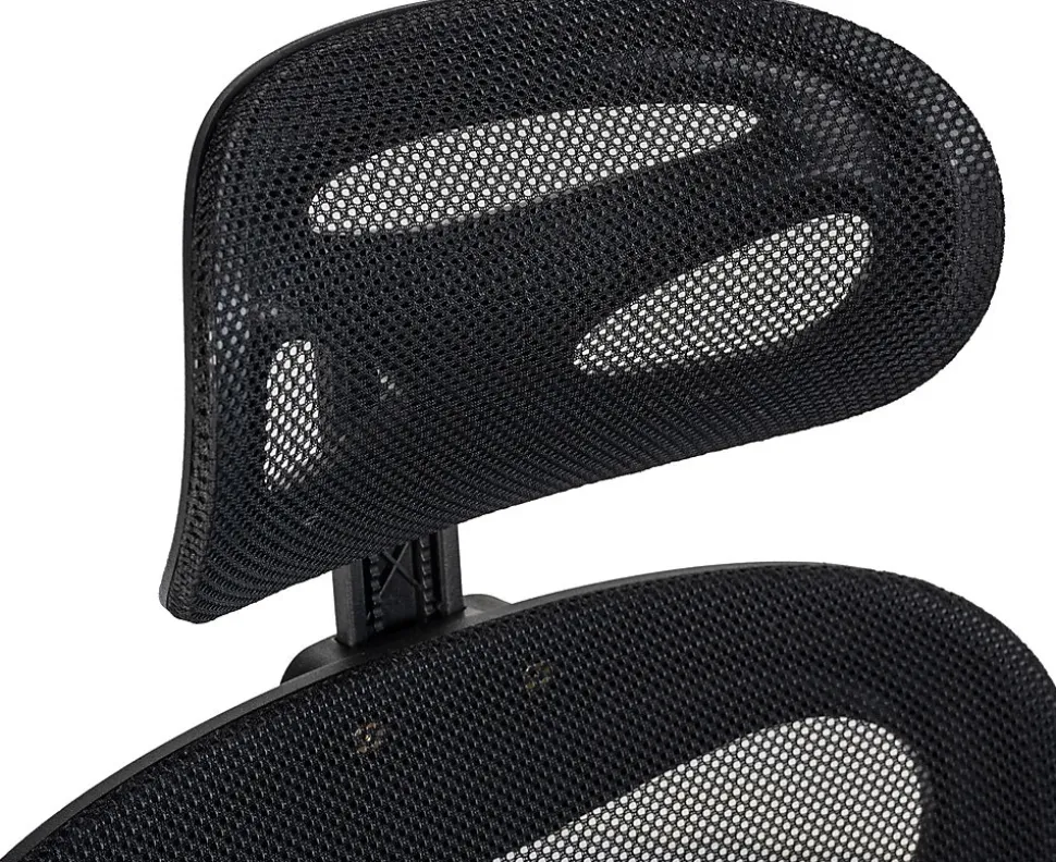 Chaise de bureau Roseburg, ajustable hauteur, pivotante, soutien lombaire, revêtement mesh respirant. Noir