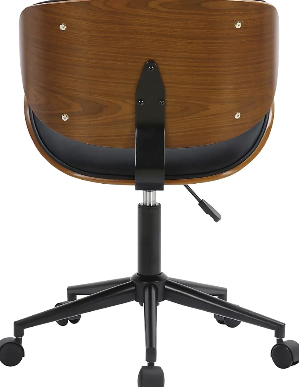 Chaise de bureau Sammy, Chaise pivotante avec revêtement en similicuir, Cadre en bois courbé Noir