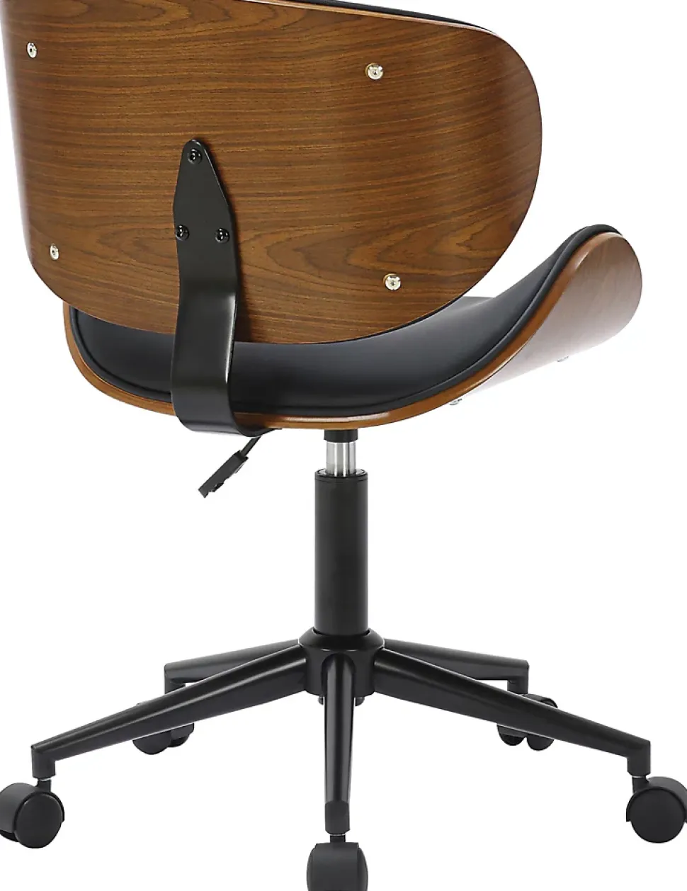 Chaise de bureau Sammy, Chaise pivotante avec revêtement en similicuir, Cadre en bois courbé Noir