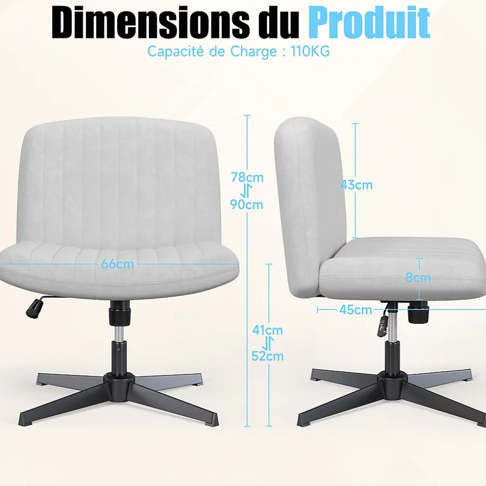 Chaise de Bureau Sans Accoudoirs, Fauteuil en Velours Design Moderne pour Bureau et Chambre