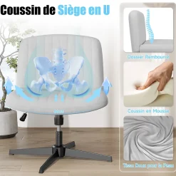 Chaise de Bureau Sans Accoudoirs, Fauteuil en Velours Design Moderne pour Bureau et Chambre