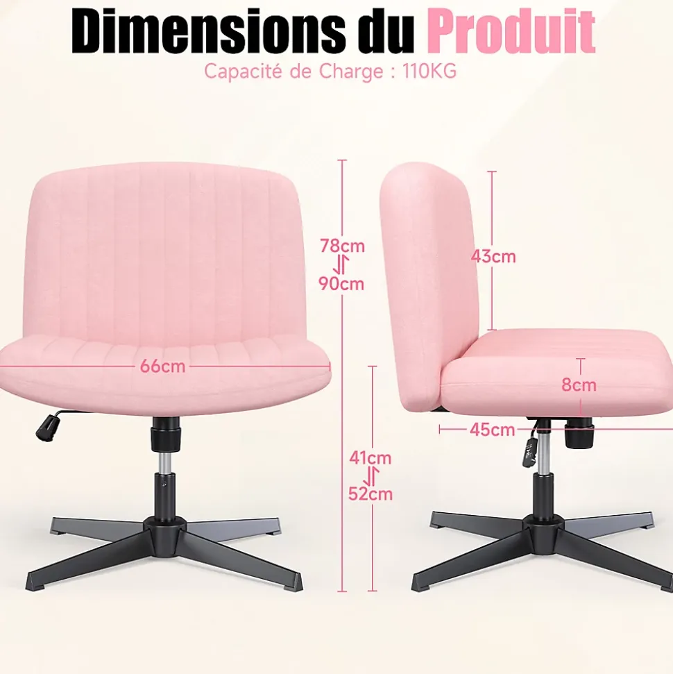 Chaise de Bureau Sans Accoudoirs, Fauteuil en Velours Design Moderne pour Bureau et Chambre