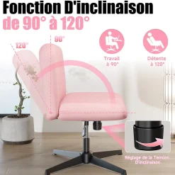 Chaise de Bureau Sans Accoudoirs, Fauteuil en Velours Design Moderne pour Bureau et Chambre