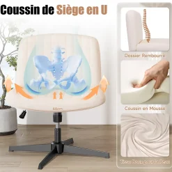 Chaise de Bureau Sans Accoudoirs, Fauteuil en Velours Design Moderne pour Bureau et Chambre
