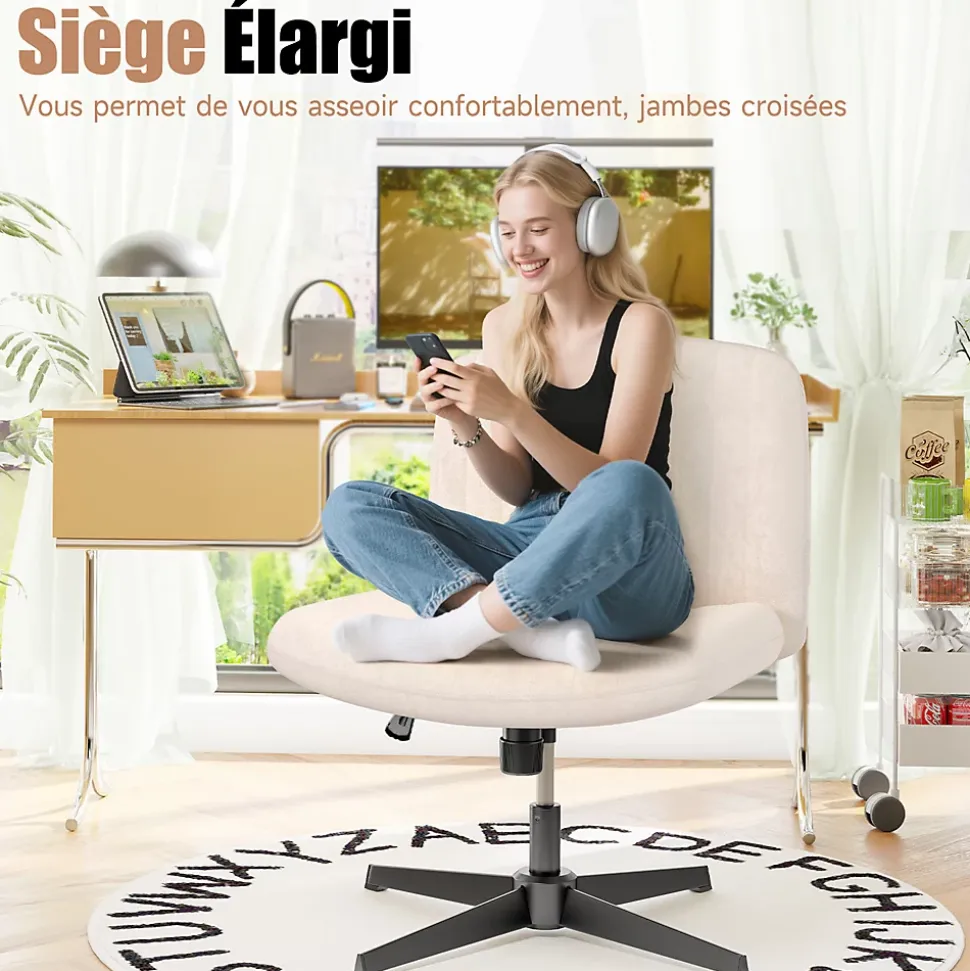 Chaise de Bureau Sans Accoudoirs, Fauteuil en Velours Design Moderne pour Bureau et Chambre