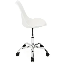 Chaise de bureau scandinave SARA blanche à roulettes