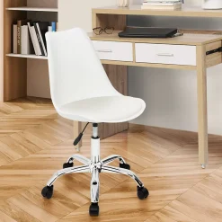 Chaise de bureau scandinave SARA blanche à roulettes