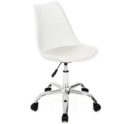 Chaise de bureau scandinave SARA blanche à roulettes