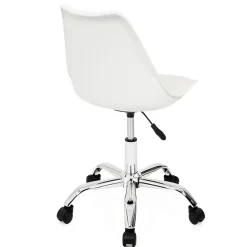 Chaise de bureau scandinave SARA blanche à roulettes