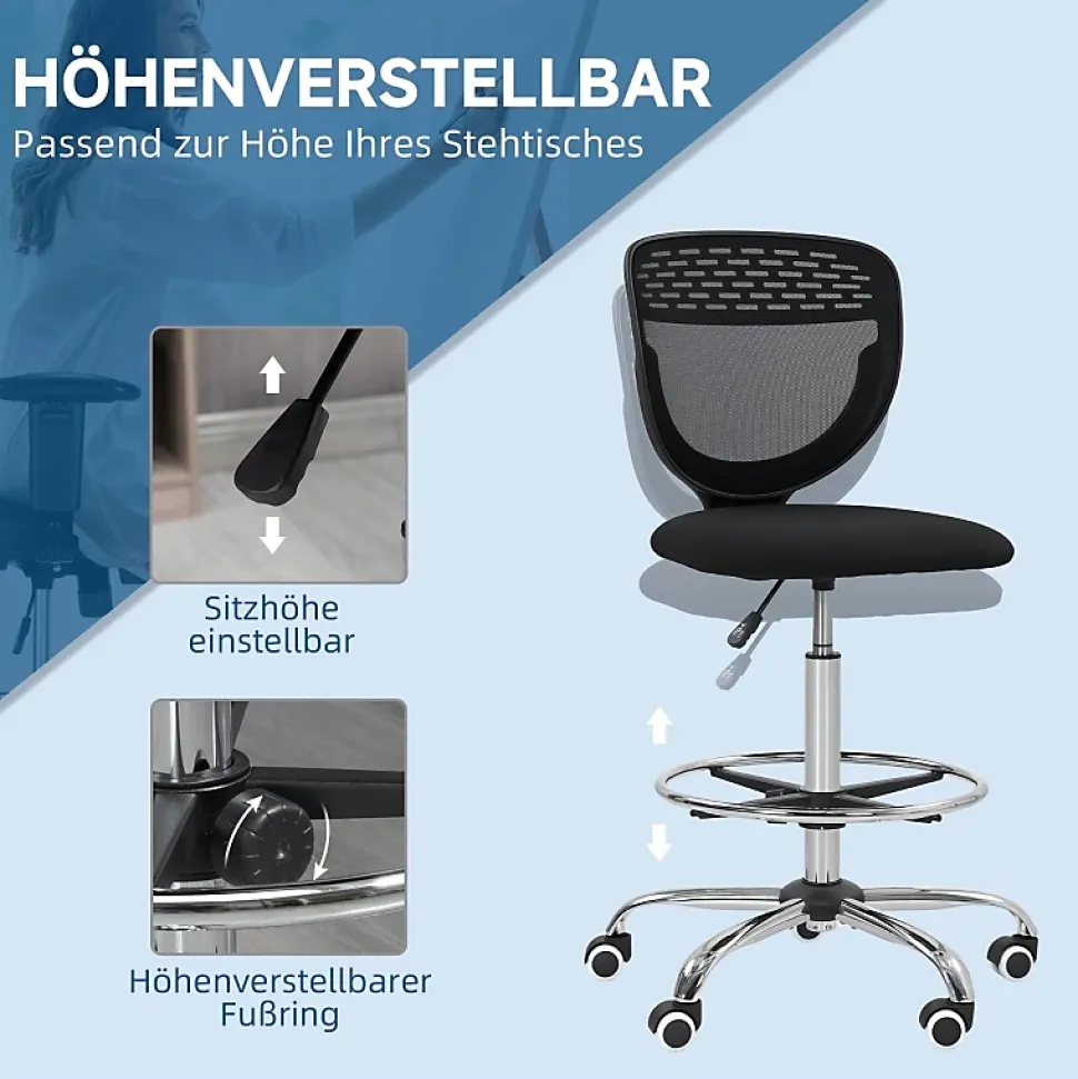 Chaise de bureau, siège de travail et chaise de bureau, réglable en hauteur, rembourrée , couleur noir, pratique pour home office