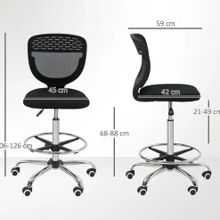 Chaise de bureau, siège de travail et chaise de bureau, réglable en hauteur, rembourrée , couleur noir, pratique pour home office