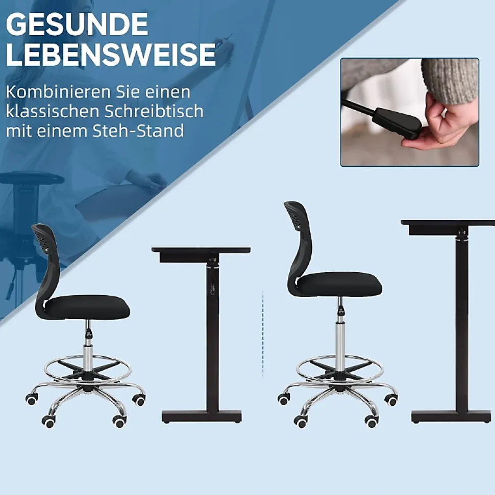 Chaise de bureau, siège de travail et chaise de bureau, réglable en hauteur, rembourrée , couleur noir, pratique pour home office