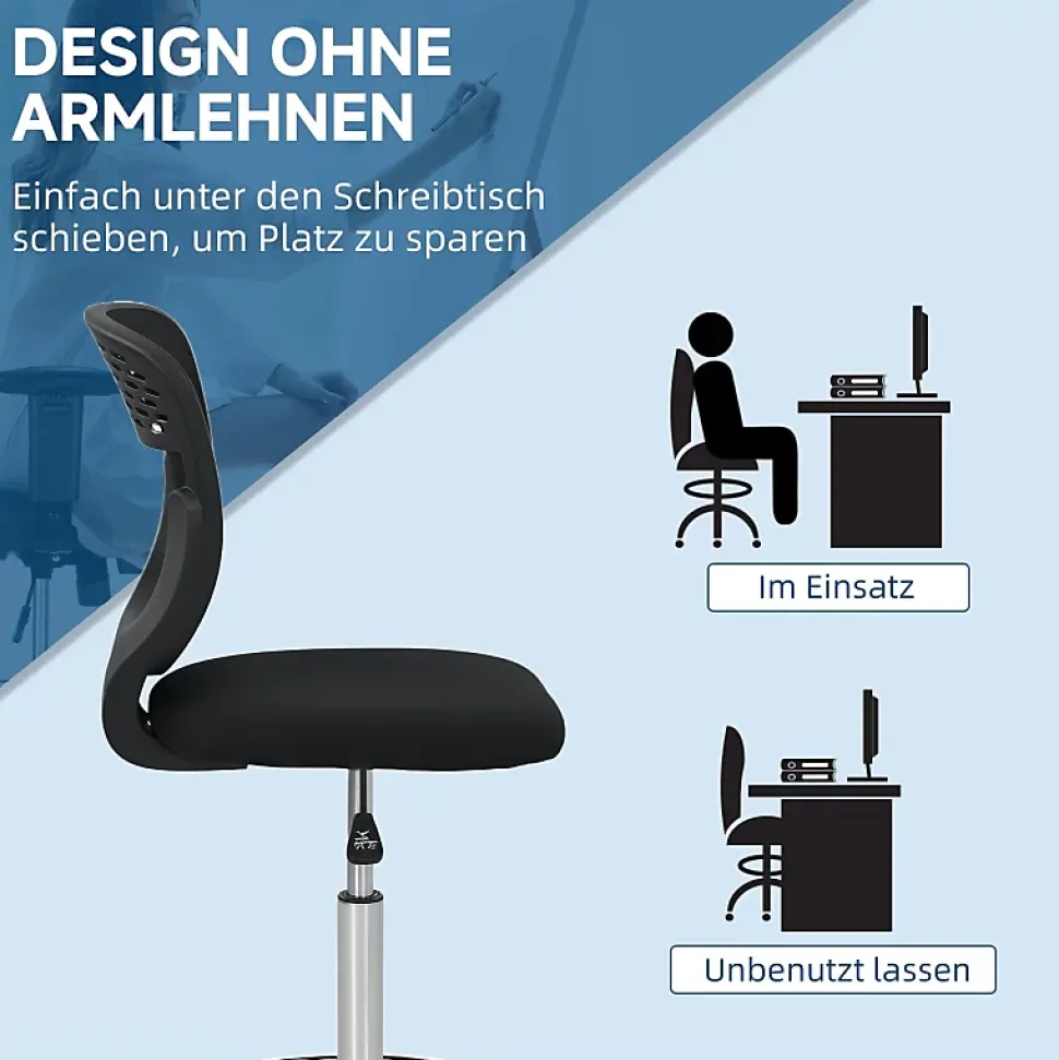 Chaise de bureau, siège de travail et chaise de bureau, réglable en hauteur, rembourrée , couleur noir, pratique pour home office