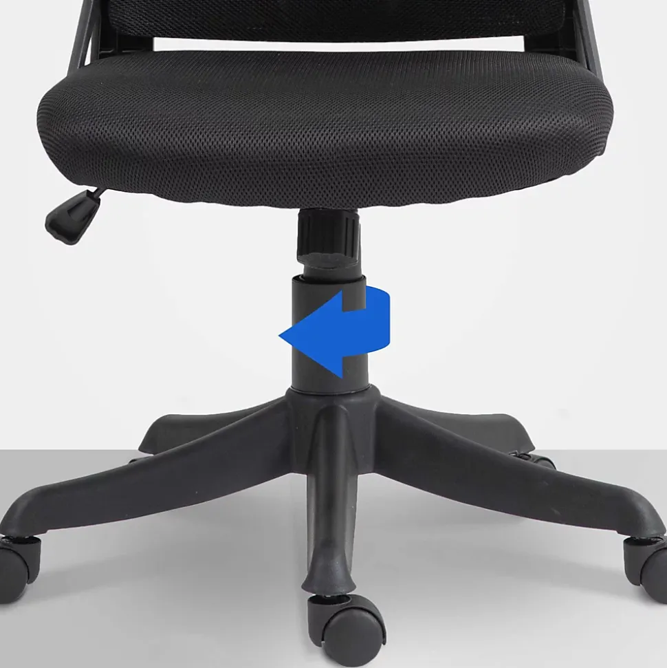 Chaise de bureau Taos, Chaise de bureau ergonomique avec appui-tête et accoudoirs, Chaise pivotante réglable en hauteur Noir