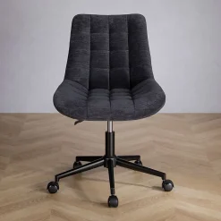 Chaise de bureau VASILO en velours côtelé - Noir