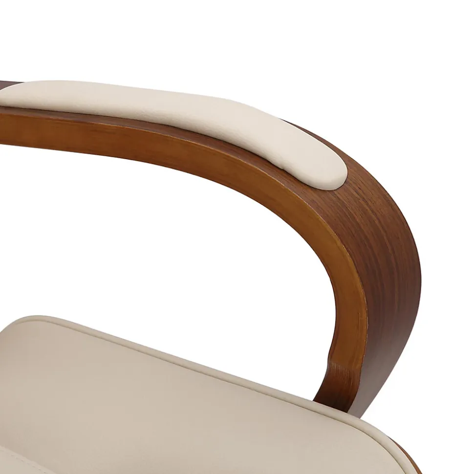 Chaise de Bureau Yankton avec Coque en Bois, Revêtement similicuir, Siège Rembourré, Piètement Métal Noyer/Crème
