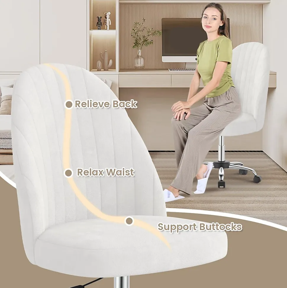 Chaise de Maquillage en Velours,Chaise de Table de Toilette sans Accoudoirs avec Roulettes Pivotantes