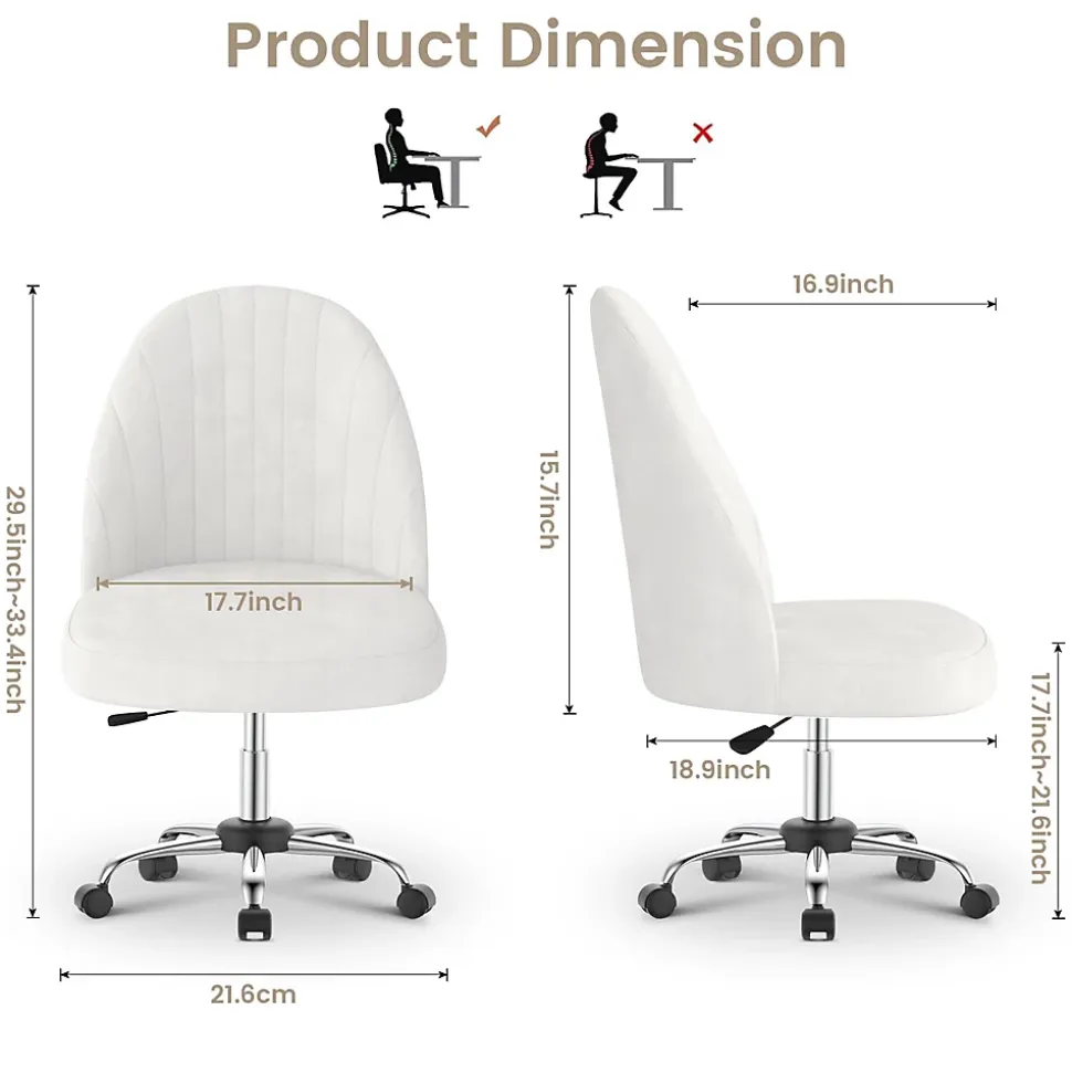 Chaise de Maquillage en Velours,Chaise de Table de Toilette sans Accoudoirs avec Roulettes Pivotantes
