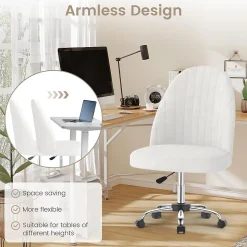 Chaise de Maquillage en Velours,Chaise de Table de Toilette sans Accoudoirs avec Roulettes Pivotantes