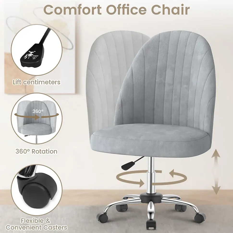 Chaise de Maquillage en Velours,Chaise de Table de Toilette sans Accoudoirs avec Roulettes Pivotantes