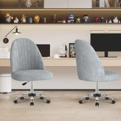 Chaise de Maquillage en Velours,Chaise de Table de Toilette sans Accoudoirs avec Roulettes Pivotantes