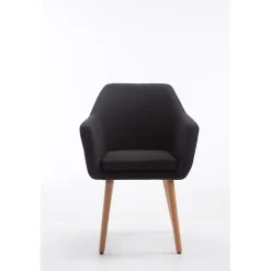 Chaise de salle à manger rétro Ulysse en tissu - Noir - Design scandinave - Avec accoudoirs - Relaxation