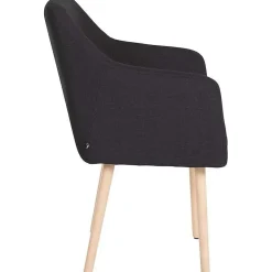Chaise de salle à manger rétro Ulysse en tissu - Noir - Design scandinave - Avec accoudoirs - Relaxation