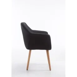 Chaise de salle à manger rétro Ulysse en tissu - Noir - Design scandinave - Avec accoudoirs - Relaxation